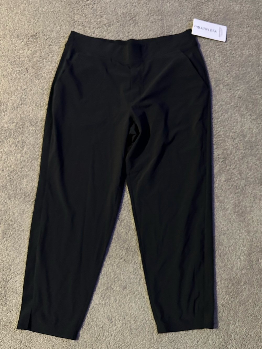 Athleta Pants Size 14P Womens Brooklyn Ankle Black Pull On Ankle Slit NWT